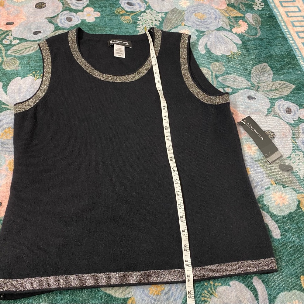 NWT 100% Cashmere Jones New York Black Sleeveless Sweater Knit Tank Top … - Picture 9 of 13
